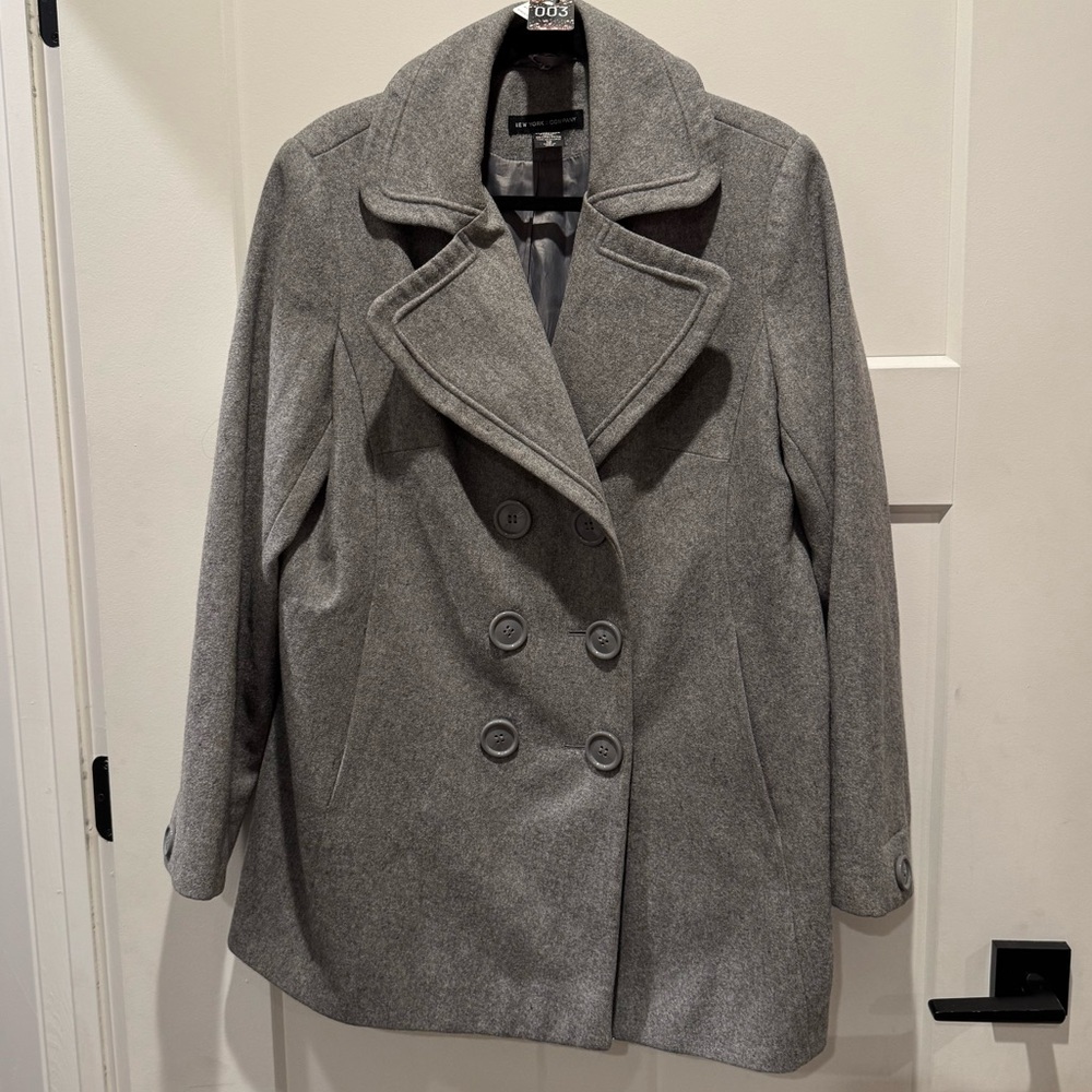 EUC New York & Company Grey Wool Pea Coat